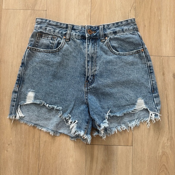 High Rise Ripped Jean Shorts - Picture 3 of 6